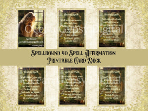Spellbound 40 Spell Affirmation Printable Card Deck with Magical Spells To Create Your Best Life, Digital Download.