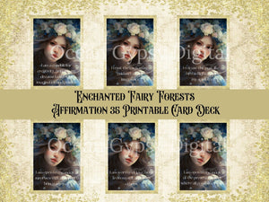Enchanted Fairy Forest Printable 35 Affirmation Cards, Digital Download No Physical Product