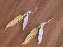 Load image into Gallery viewer, Gold &amp; Silver Ocean Gypsy Feather Earrings - Ocean Gypsy NZ