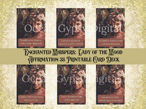 Enchanted Whispers; Lady of the Wood 35 printable Affirmation Positivity Card Deck, Digital Download