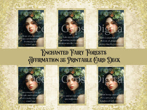Enchanted Fairy Forest Printable 35 Affirmation Cards, Digital Download No Physical Product