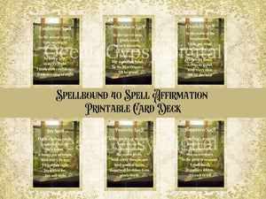Spellbound 40 Spell Affirmation Printable Card Deck with Magical Spells To Create Your Best Life, Digital Download.