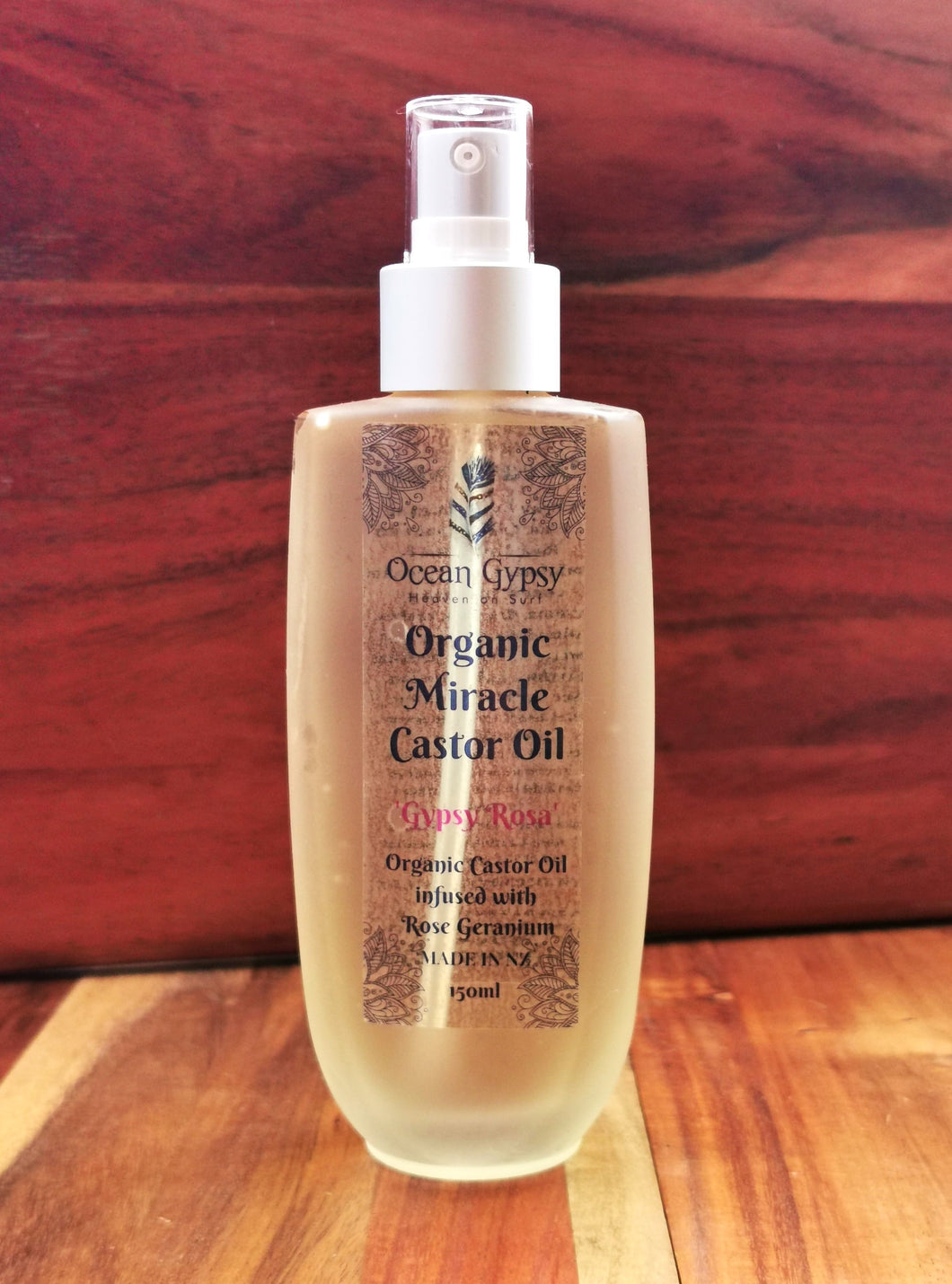 Organic Cold-Pressed Ocean Gypsy Miracle Castor Oil Infused With Rose Geranium