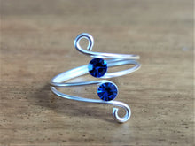 Load image into Gallery viewer, Swirl Toe Ring Decorated with Sapphire Crystal Glass - Ocean Gypsy NZ