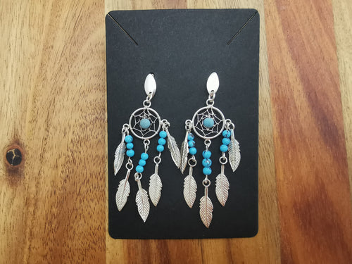 Gypsy Feather Earrings in Turquoise