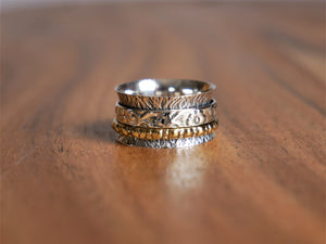 Esmeralda Brass and Silver Spin Ring - Ocean Gypsy NZ