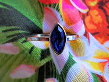 Load image into Gallery viewer, Sapphire Swarovski Crystal Surfboard Style Ring - Ocean Gypsy NZ