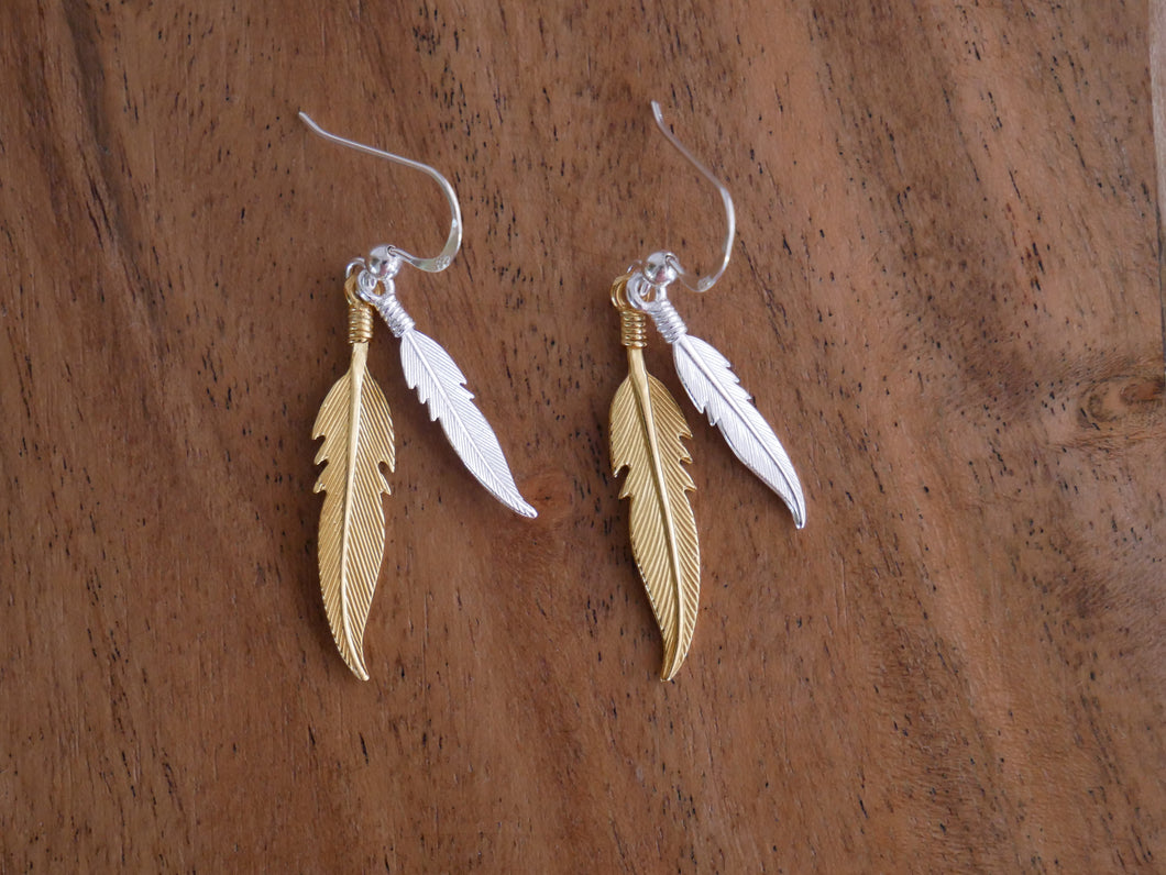 Gold & Silver Ocean Gypsy Feather Earrings - Ocean Gypsy NZ