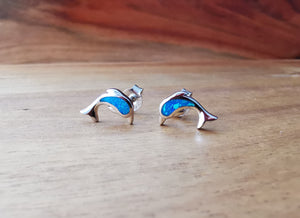 Lab Opal Dolphin Stud Earrings - Ocean Gypsy NZ