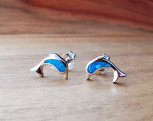 Load image into Gallery viewer, Lab Opal Dolphin Stud Earrings - Ocean Gypsy NZ
