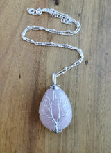 Load image into Gallery viewer, Tree of Life Rose Quartz Necklace