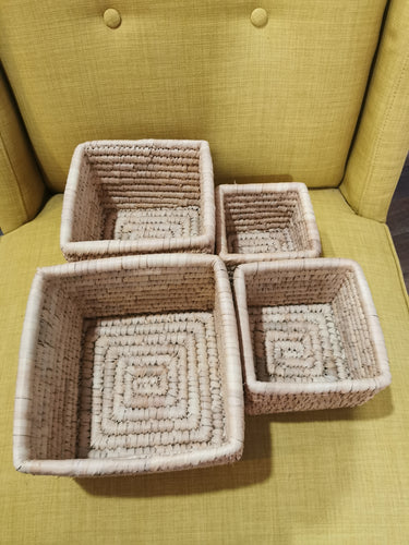 Square Natural Baskets Set of 4 - Ocean Gypsy NZ