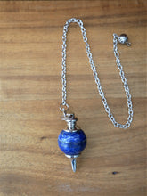 Load image into Gallery viewer, Round Pendulums in various crystals, Tiger Eye, Amethyst, Rose Quartz, Lapis Lazuli - Ocean Gypsy NZ