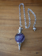 Load image into Gallery viewer, Round Pendulums in various crystals, Tiger Eye, Amethyst, Rose Quartz, Lapis Lazuli - Ocean Gypsy NZ