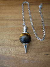 Load image into Gallery viewer, Round Pendulums in various crystals, Tiger Eye, Amethyst, Rose Quartz, Lapis Lazuli - Ocean Gypsy NZ