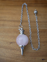 Load image into Gallery viewer, Round Pendulums in various crystals, Tiger Eye, Amethyst, Rose Quartz, Lapis Lazuli - Ocean Gypsy NZ