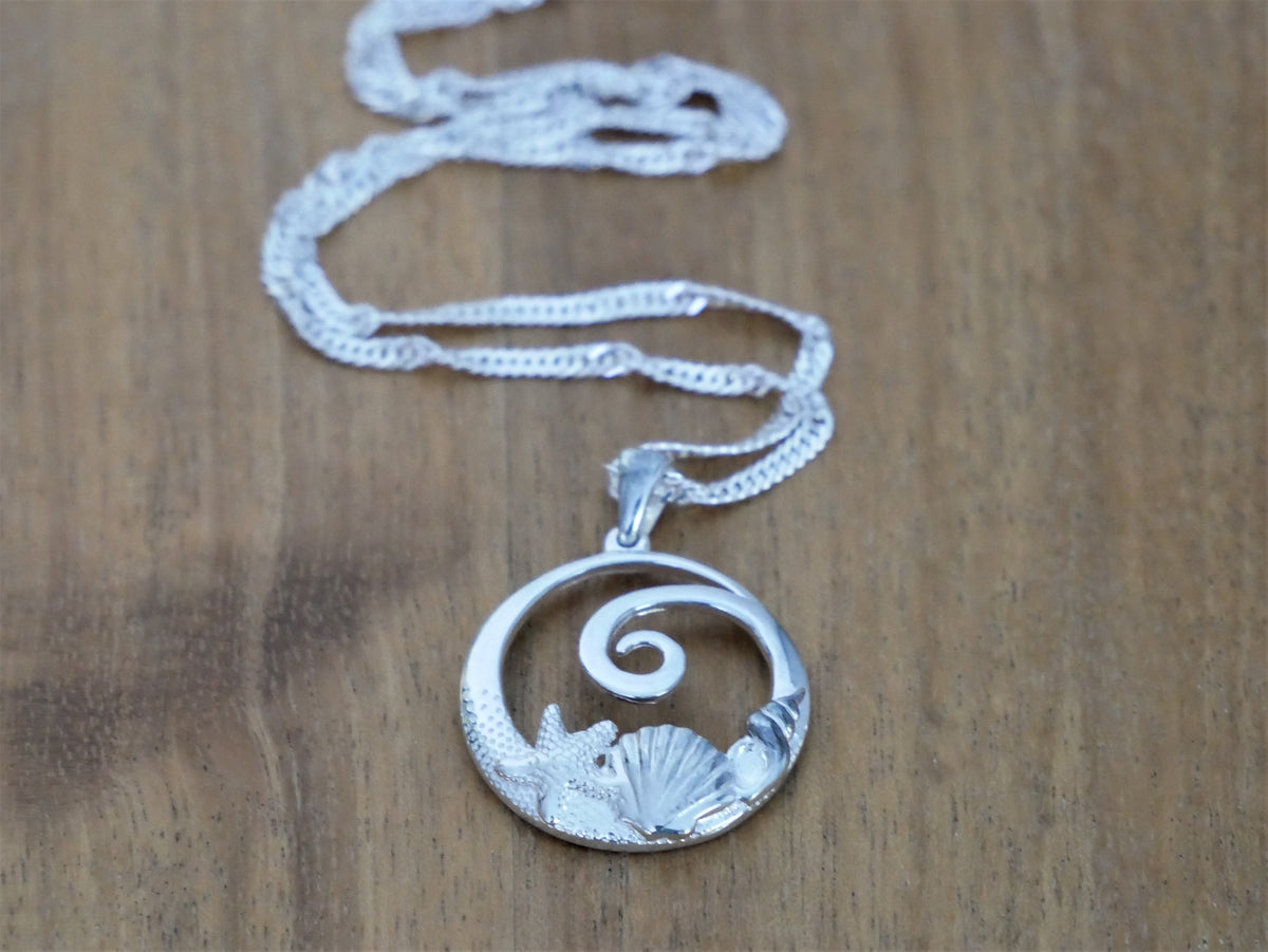 Sterling Silver Seashell Pendant & Italian Chain – Ocean Gypsy NZ