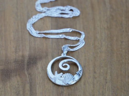Sterling Silver Seashell Pendant & Italian Chain
