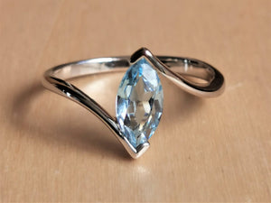 Swarovski Sky Blue Topaz Crystal Surfboard Ring - Ocean Gypsy NZ