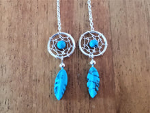 Load image into Gallery viewer, Boho Turquoise Dream Catcher Earrings - Ocean Gypsy NZ