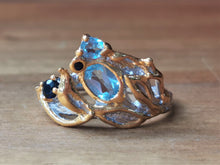 Load image into Gallery viewer, Stunning Hand-Made Sky-Blue Topaz &amp; Blue Sapphire Ring - Ocean Gypsy NZ