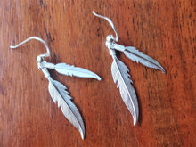 Load image into Gallery viewer, Silver Ocean Gypsy Feather Earrings - Ocean Gypsy NZ
