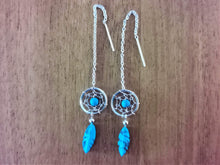 Load image into Gallery viewer, Boho Turquoise Dream Catcher Earrings - Ocean Gypsy NZ