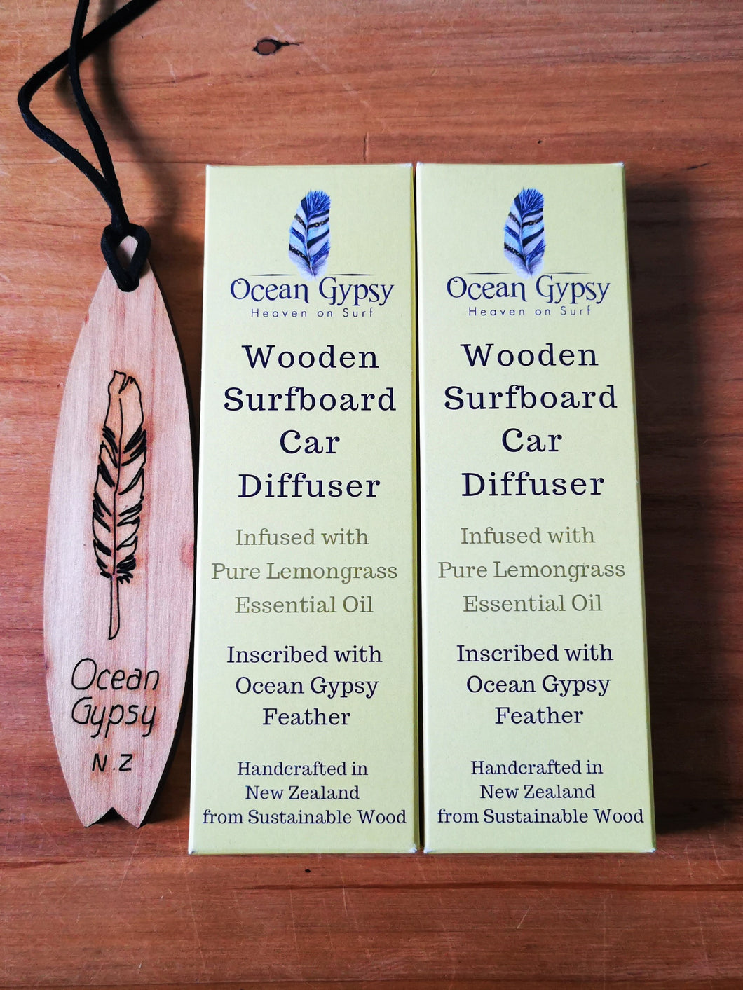 Twin Pack Car Diffusers infused with Lemon Grass in 3 different variations - Ocean Gypsy NZ